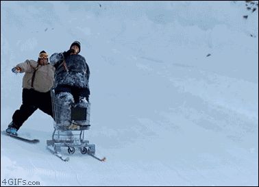 На тележке по снегу