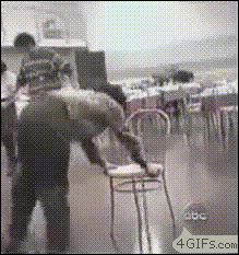 Провалился головой в стул