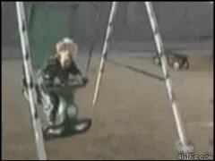 Перевернулся на качелях